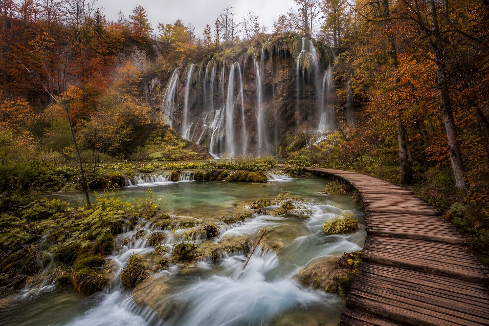 Plitvice Lakes — Veliki Slap in Gold by Fab Posters