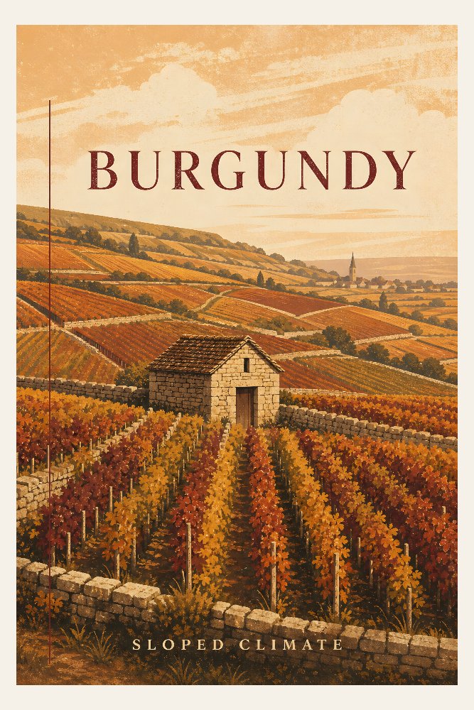 Burgundy — Côte d'Or Rows by Fab Posters