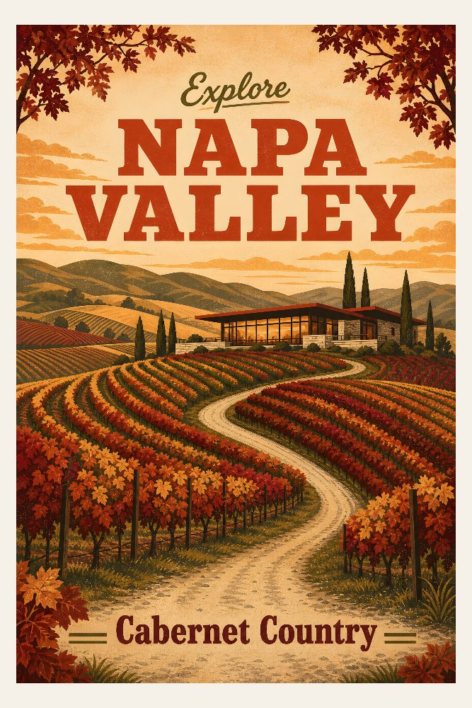 Napa Valley — Valley of Cellars by Fab Posters