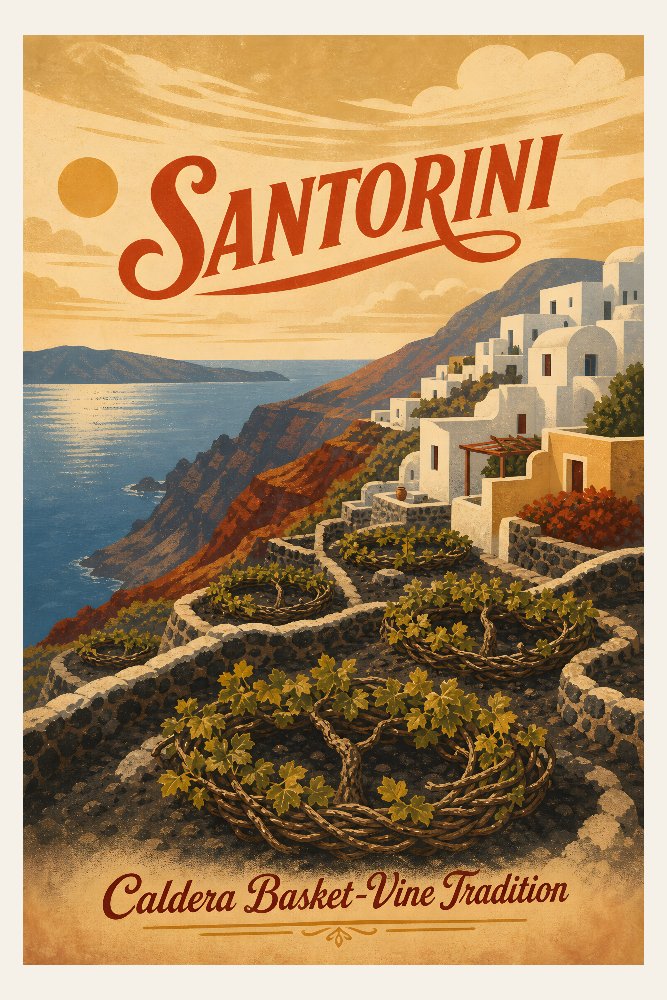 Santorini — Caldera Wines by Fab Posters
